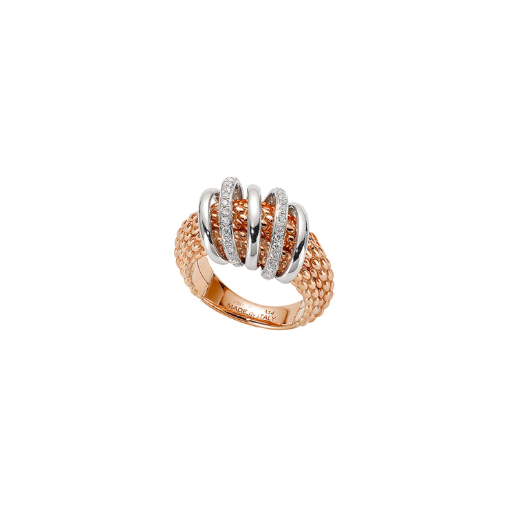 FOPE SOLO 18K Gold Ring with Gold & White Diamond Set Rondels - 0.30 carats
