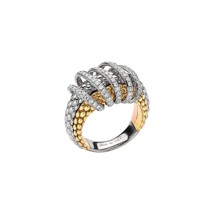 FOPE SOLO 18K Gold Ring with White Diamond Pavé - 0.70 carats