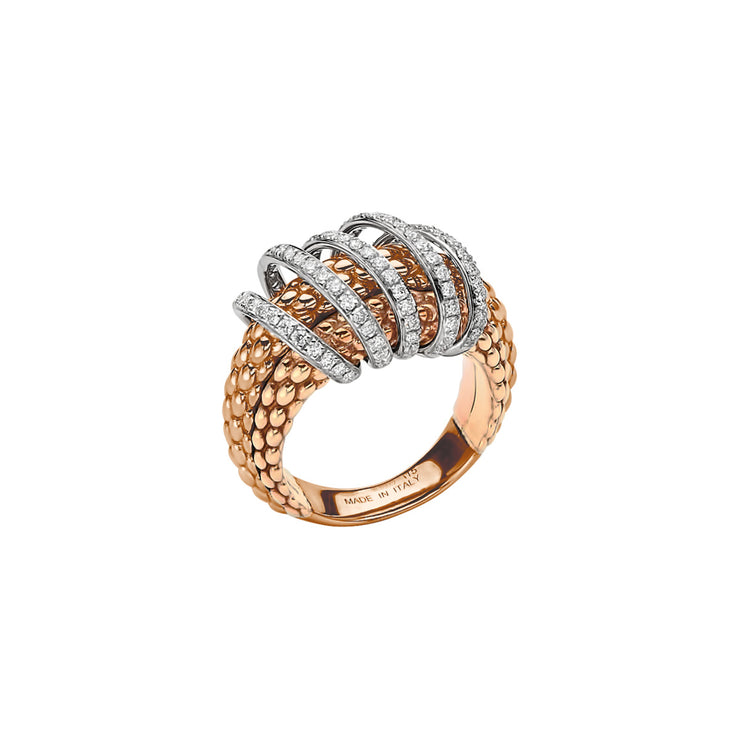 FOPE SOLO 18K Gold Ring with White Diamond Pavé - 0.70 carats