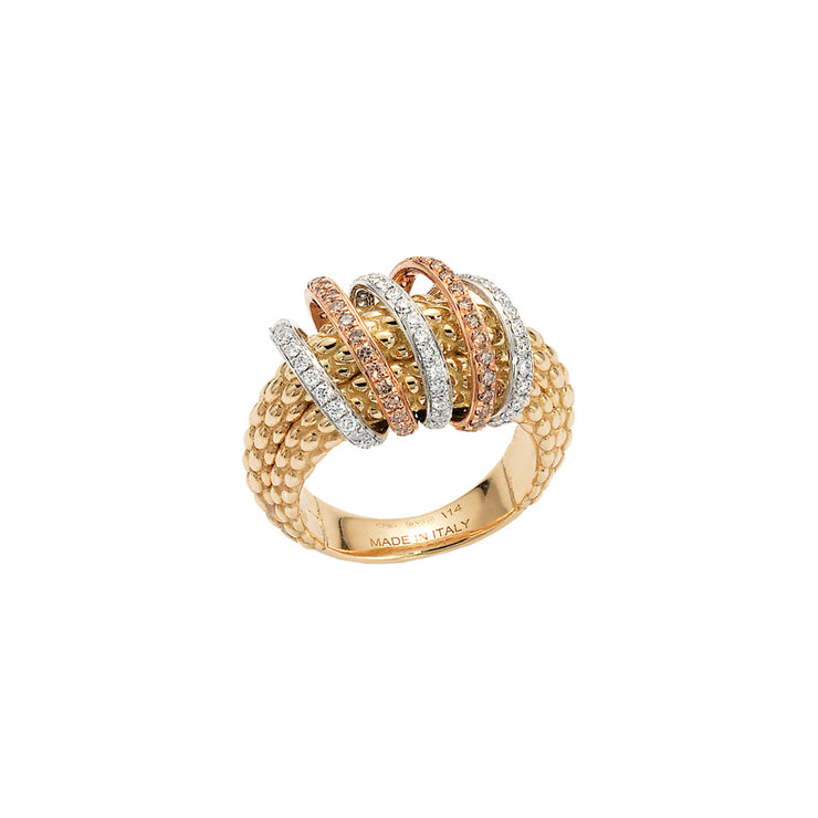 FOPE SOLO 18K Gold Ring with Brown Diamond Pavé Rondels - 0.72 carats