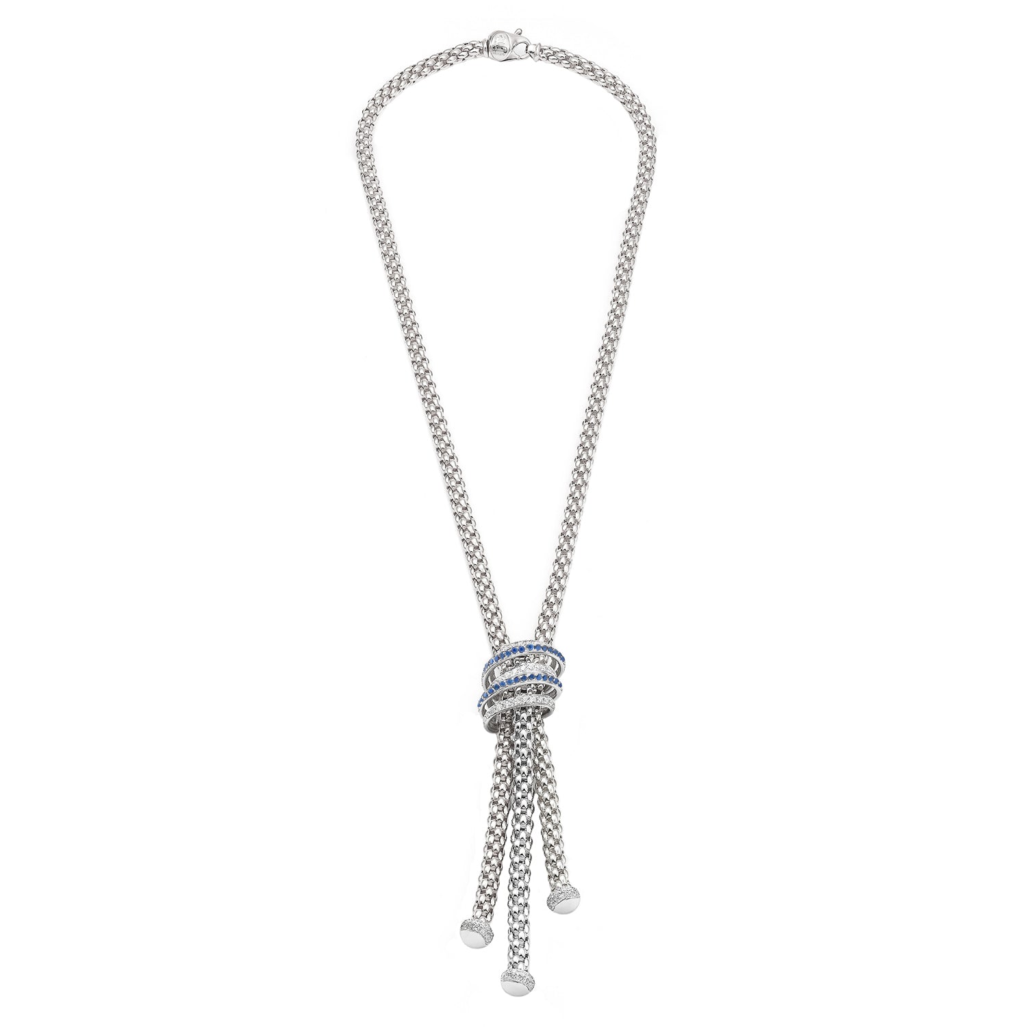 FOPE SOLO 18K Gold Necklace with White Diamonds and Blue Sapphires - Jackson Hole Jewelry Company