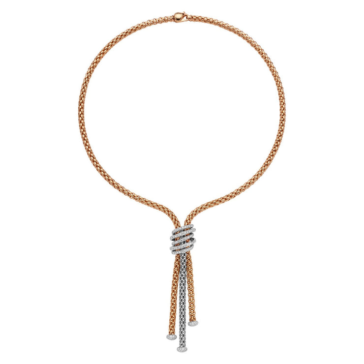 FOPE SOLO 18K Rose & White Gold Necklace with White Diamond Pavé Rondels 1.63 carats - Jackson Hole Jewelry Company