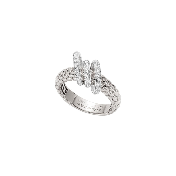 FOPE SOLO 18K Gold Ring with Gold & White Diamond Pavé Rondels - 0.26 carats