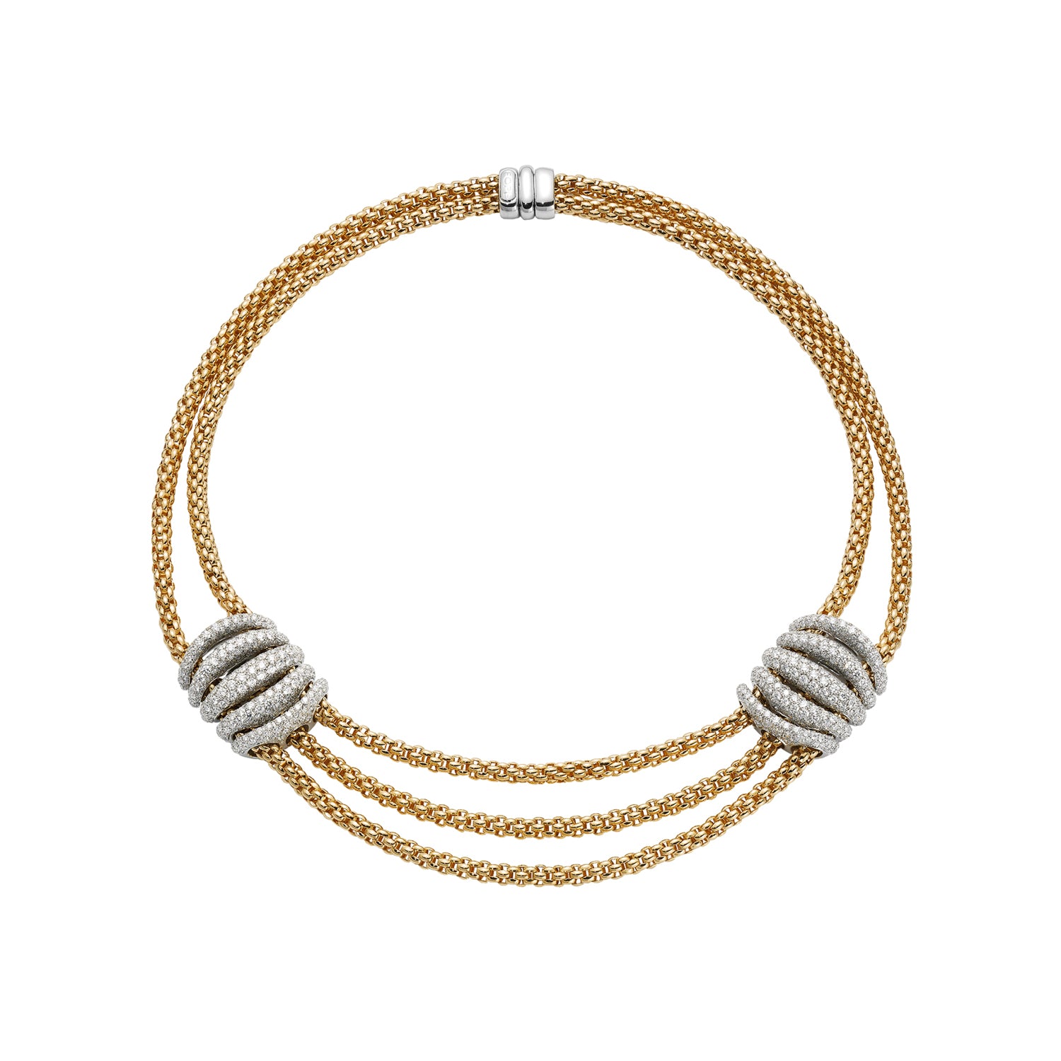 FOPE MIALUCE 18K Gold Flex'it Necklace with White Diamond Pavé Charms - 10.47 carats - Jackson Hole Jewelry Company