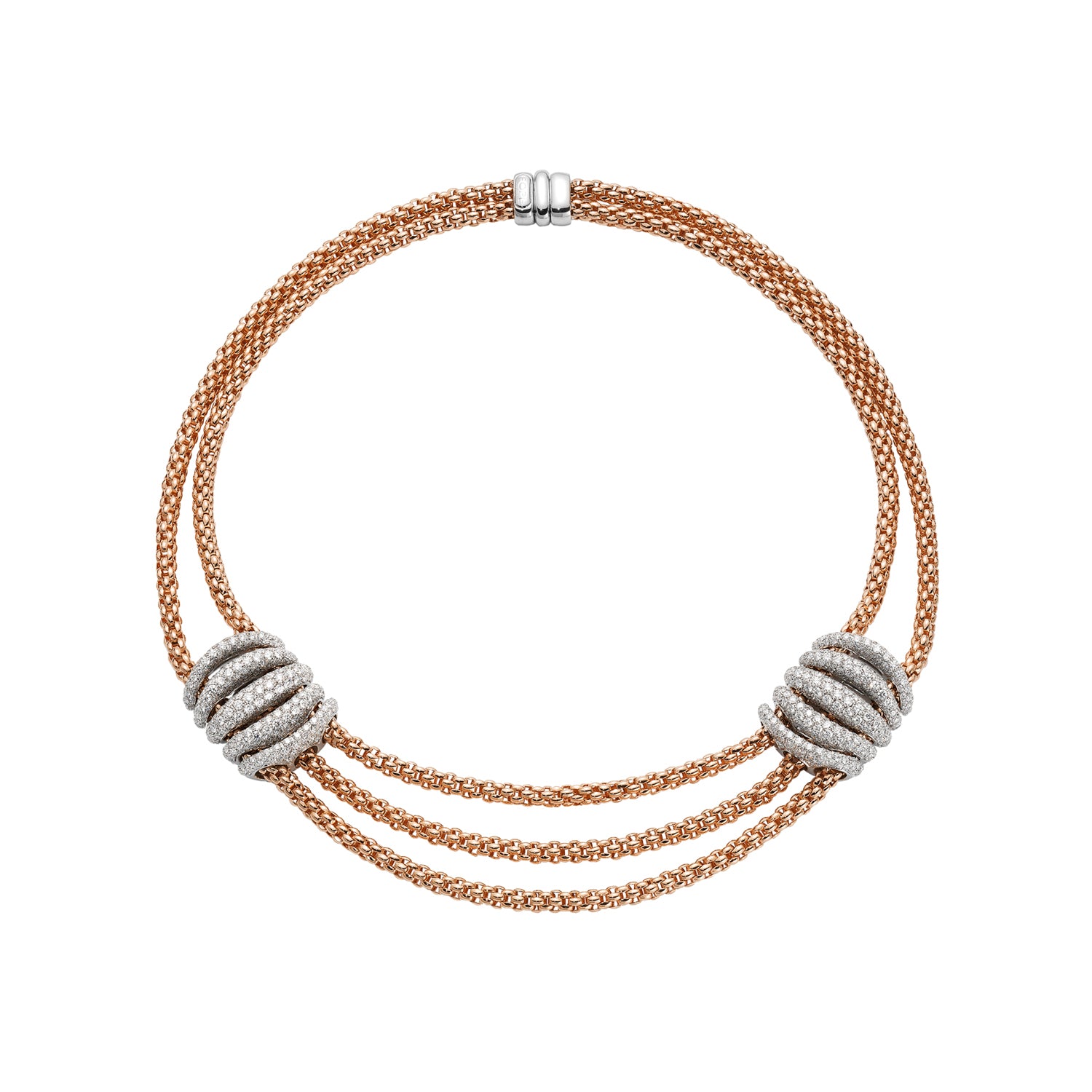 FOPE MIALUCE 18K Gold Flex'it Necklace with White Diamond Pavé Charms - 10.47 carats - Jackson Hole Jewelry Company