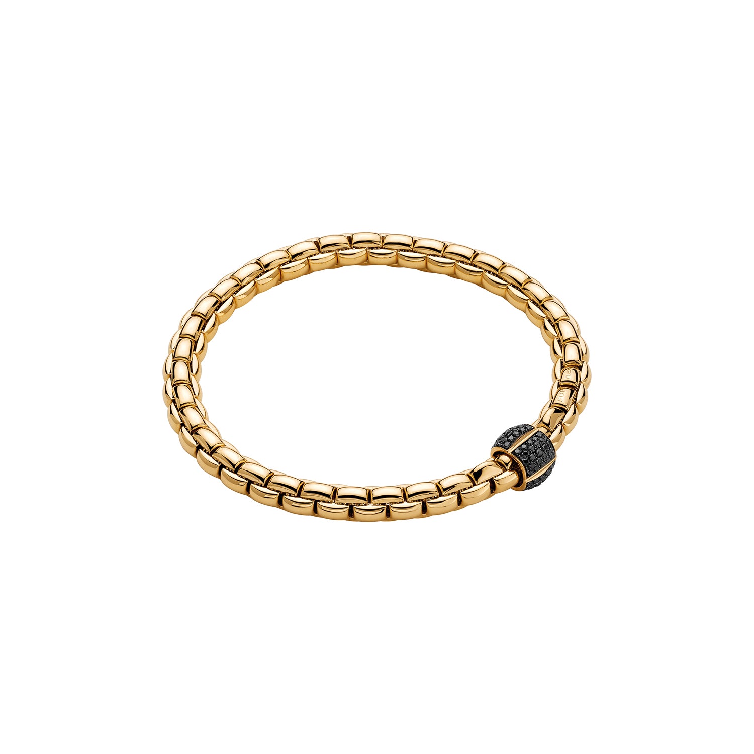 FOPE EKA 18K Gold Flex'it Bracelet with Black Diamond Pavé Charm