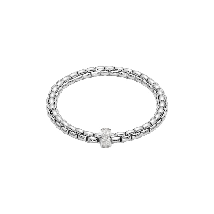 FOPE EKA 18K Gold Flex’it Bracelet with White Diamond Pavé Rondel - 0.53 carats