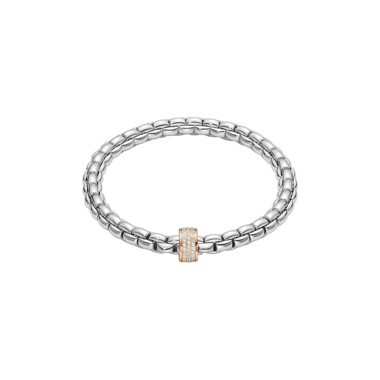 FOPE EKA 18K Gold Flex’it Bracelet with White Diamond Pavé Rondel - 0.53 carats