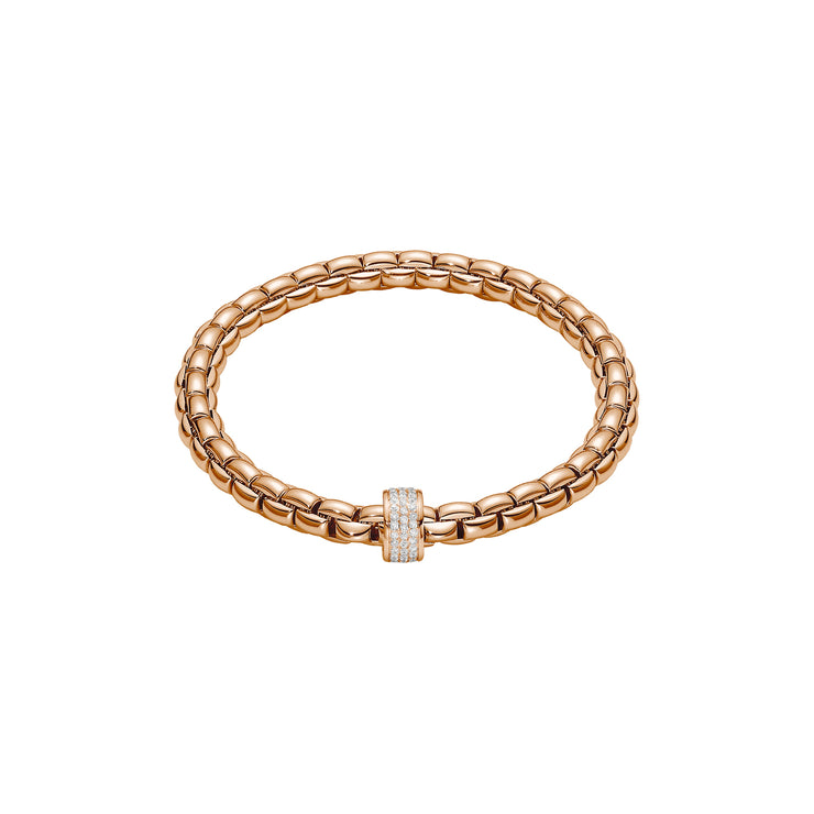 FOPE EKA 18K Gold Flex’it Bracelet with White Diamond Pavé Rondel - 0.53 carats