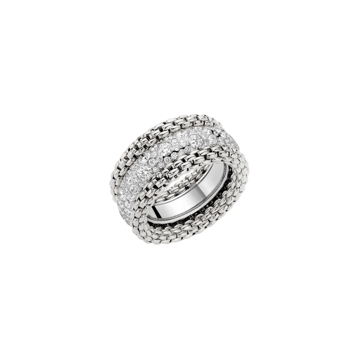 FOPE BUBBLE 18K Gold Flex'it Ring with White Diamond Pavé - Jackson Hole Jewelry Company