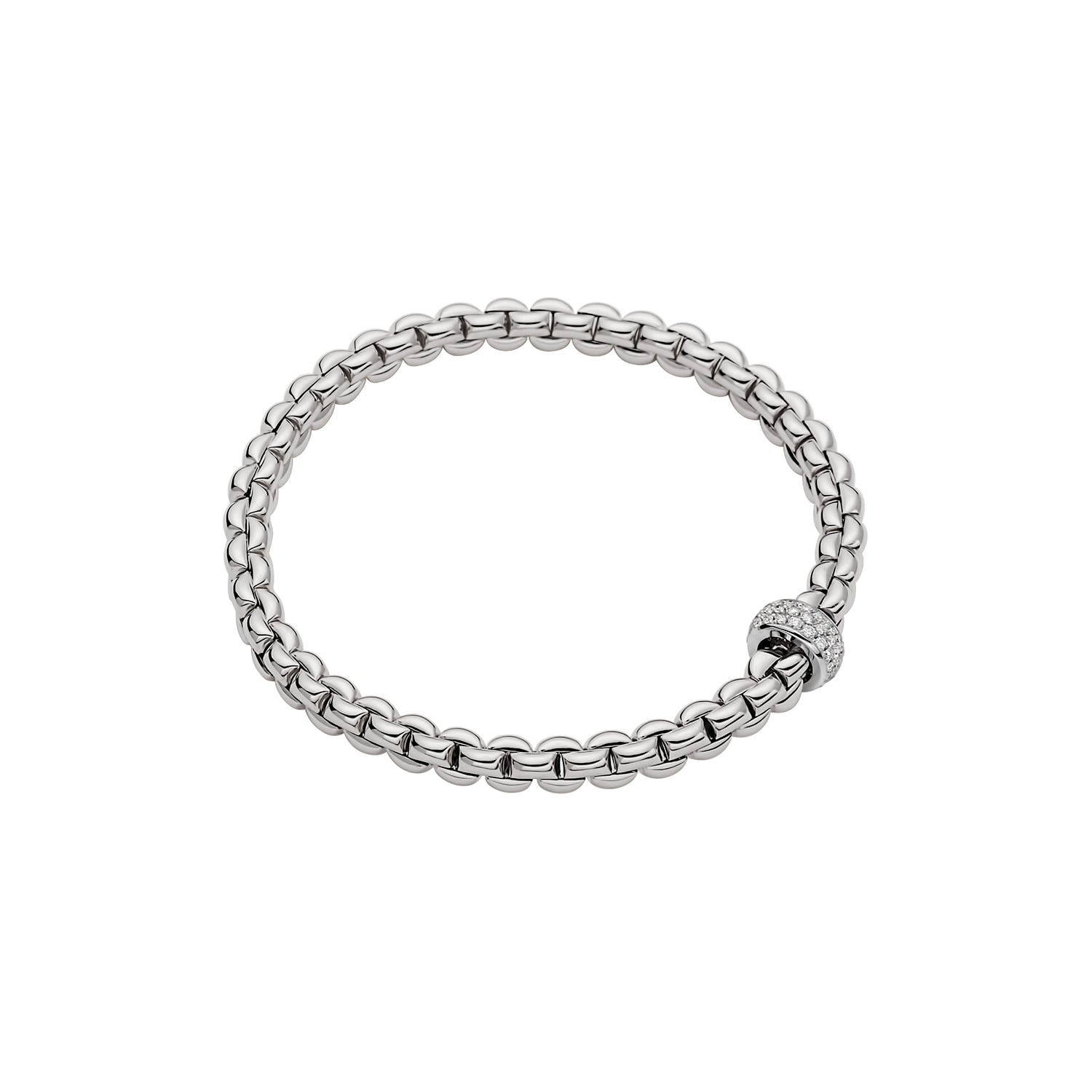 FOPE EKA 18K Gold Flex'it Bracelet with White Diamond Pavé Rondel