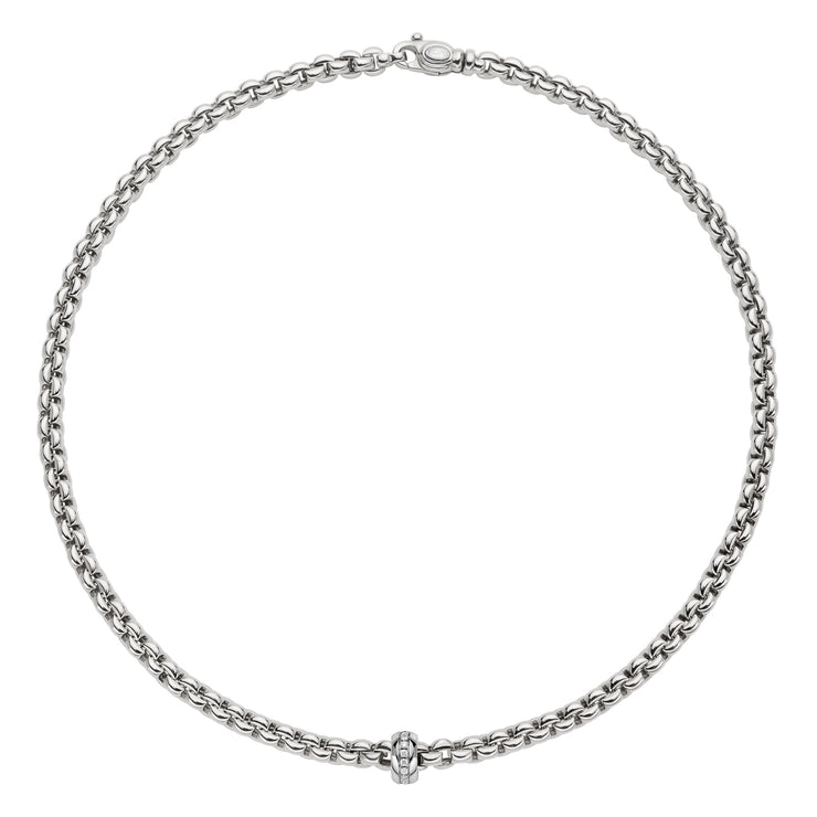 FOPE EKA 18K Gold Necklace with White Diamond Rondel - 0.15 carats - Jackson Hole Jewelry Company