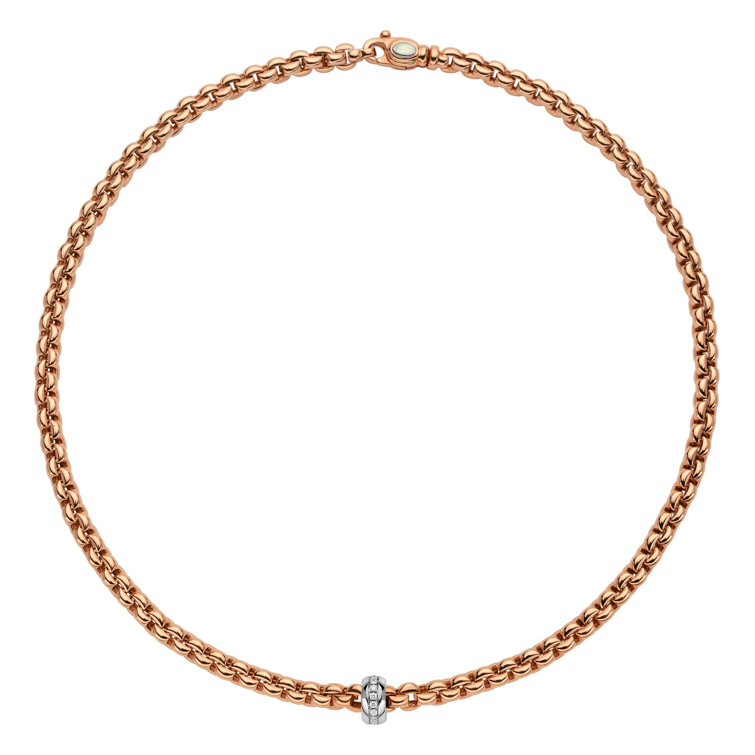 FOPE EKA 18K Gold Necklace with White Diamond Rondel - 0.15 carats - Jackson Hole Jewelry Company