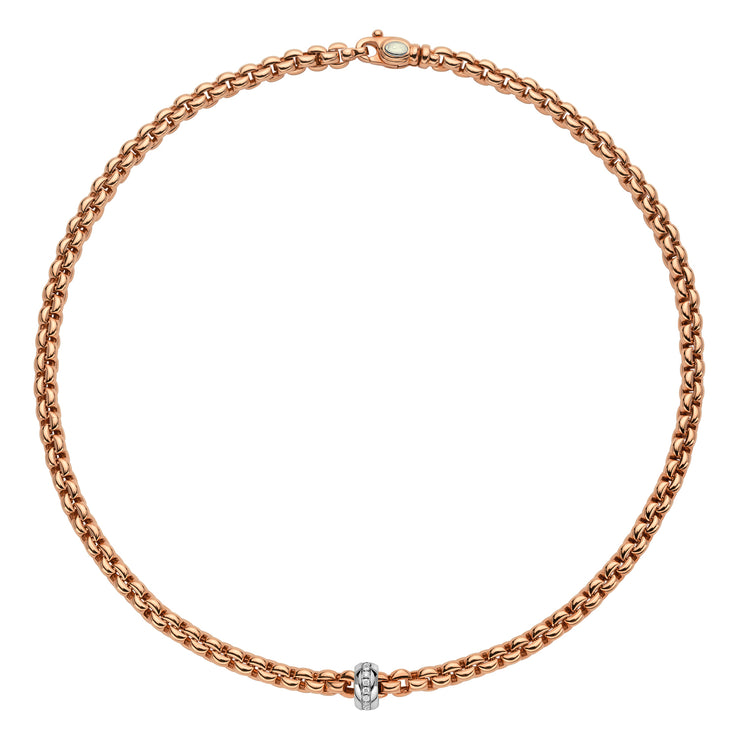 FOPE EKA 18K Gold Necklace with White Diamond Rondel - 0.15 carats - Jackson Hole Jewelry Company