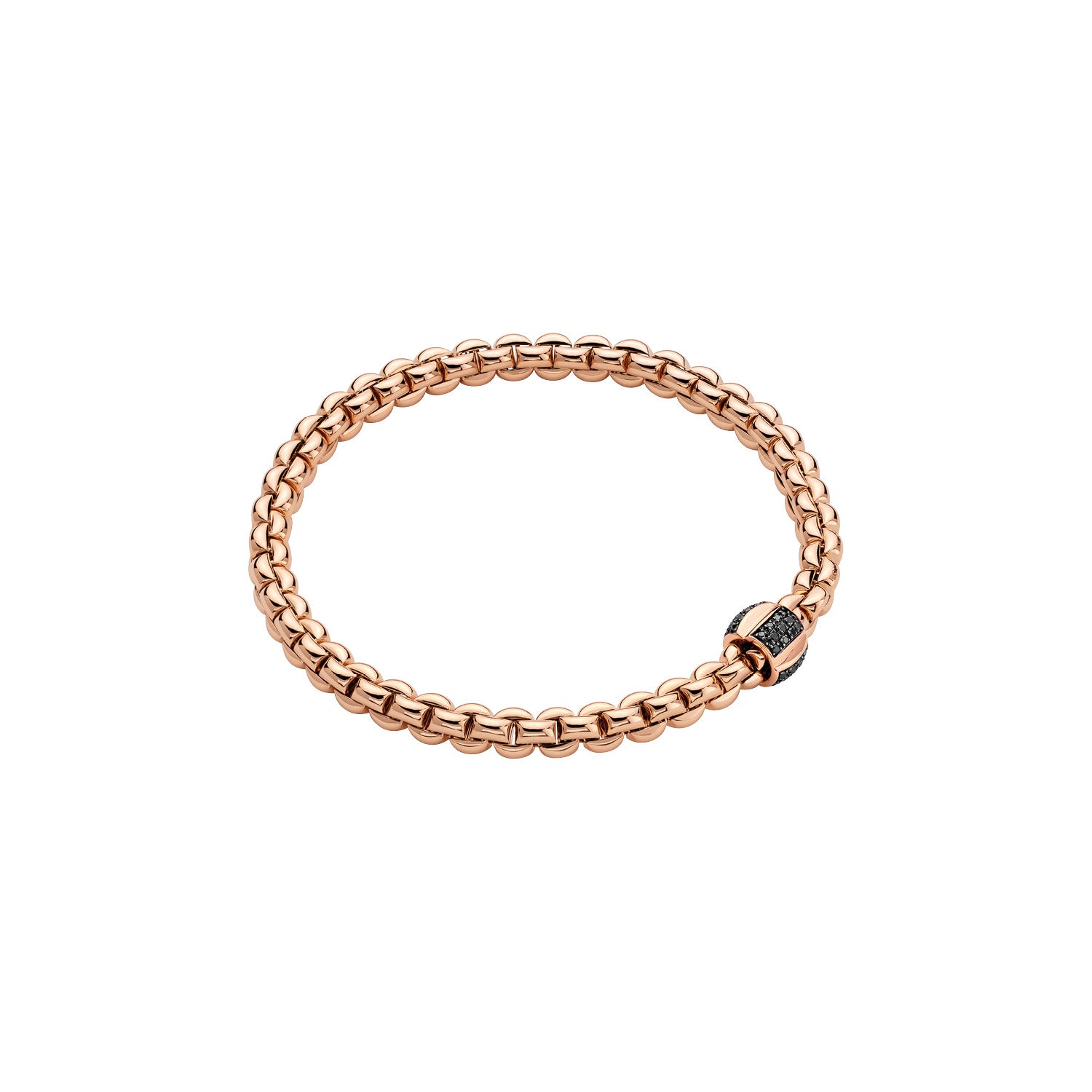 FOPE EKA 18K Gold Flex'it Bracelet with Black Diamond Pavé