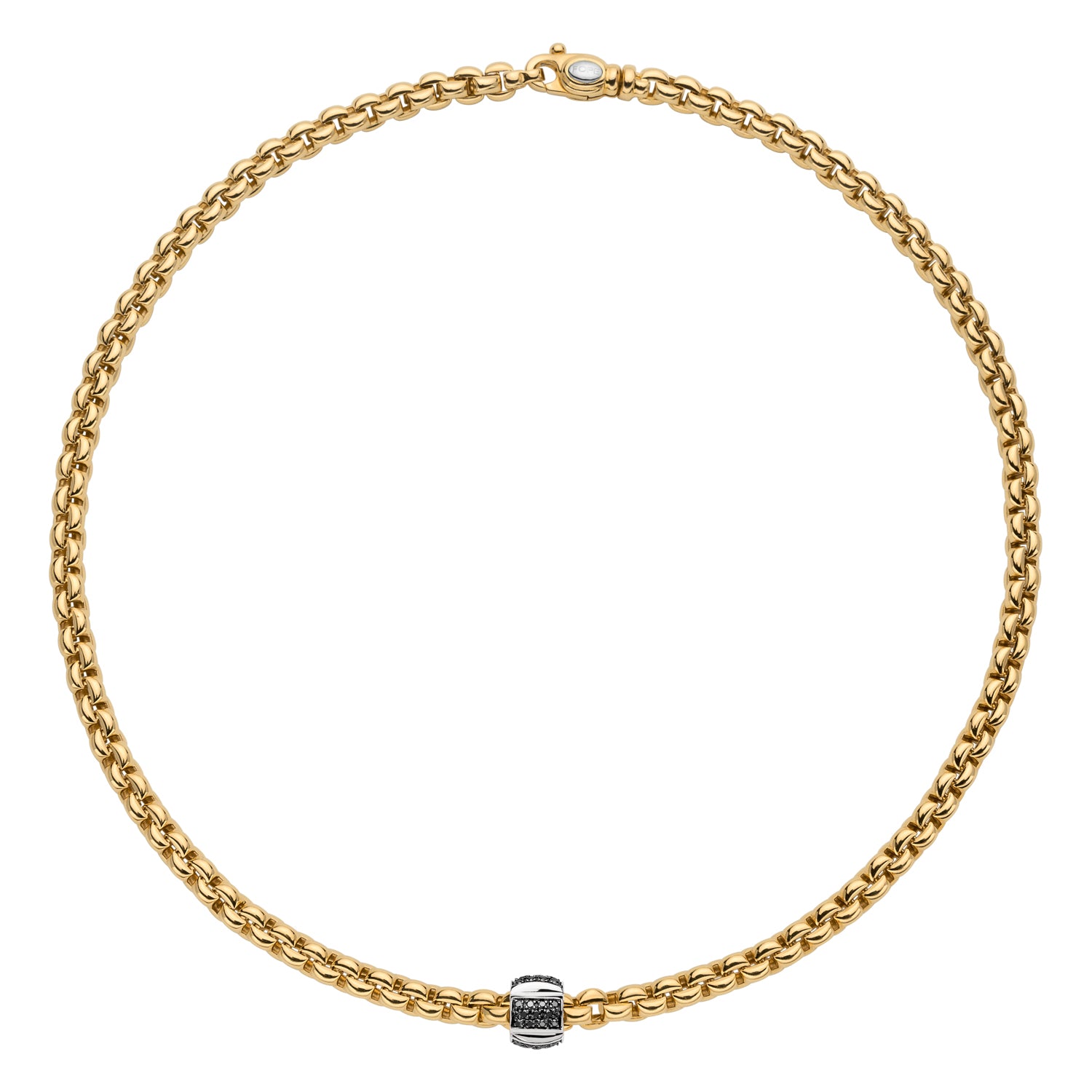 FOPE EKA 18K Gold Necklace with Black Diamond Pavé Charm - 0.24 carats - Jackson Hole Jewelry Company