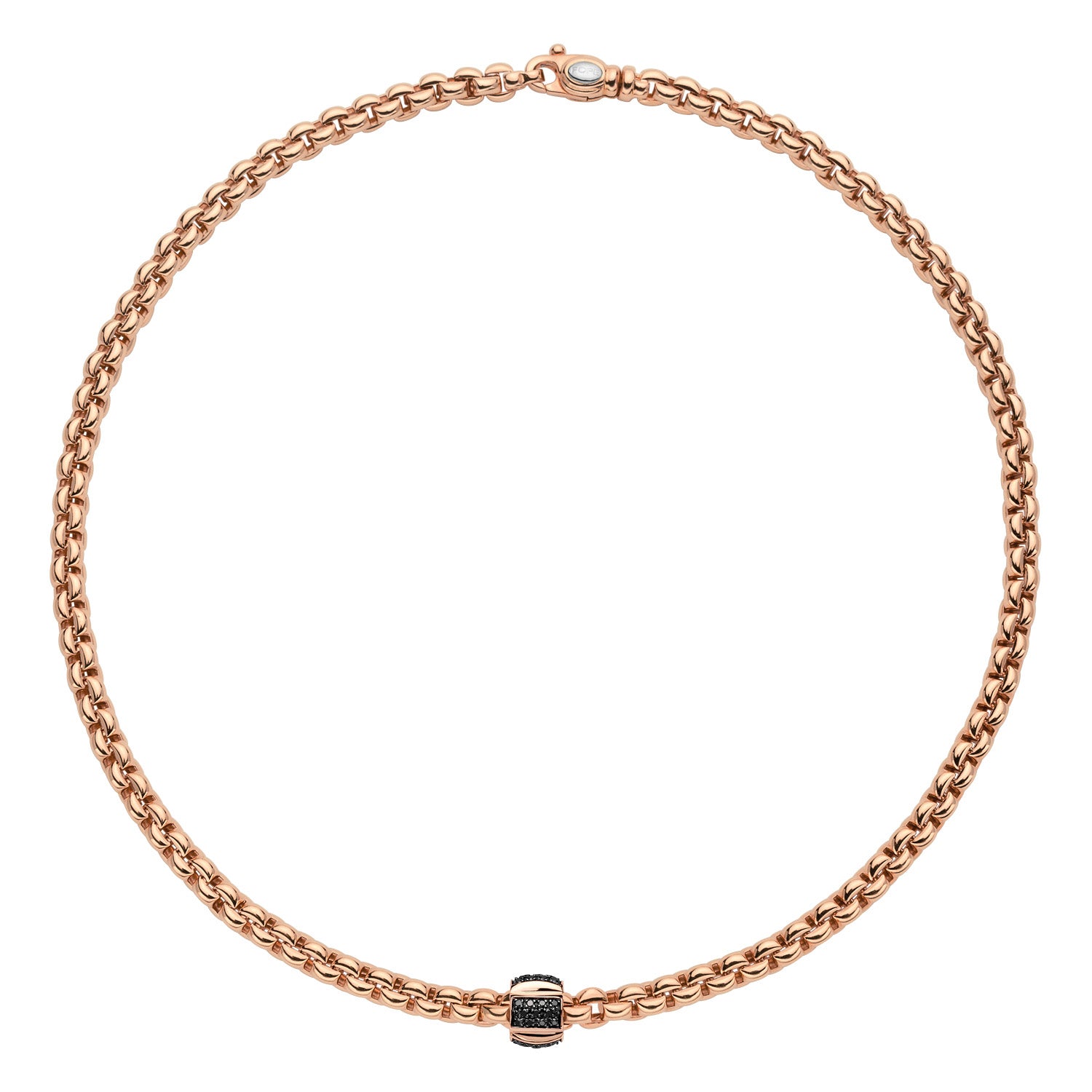 FOPE EKA 18K Gold Necklace with Black Diamond Pavé Charm - 0.24 carats - Jackson Hole Jewelry Company
