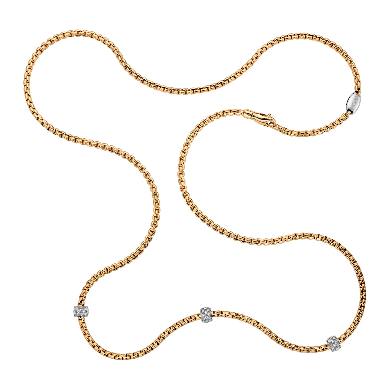FOPE EKA 18K Gold Necklace with White Diamond Pavé Rondels - 0.54 carats - Jackson Hole Jewelry Company