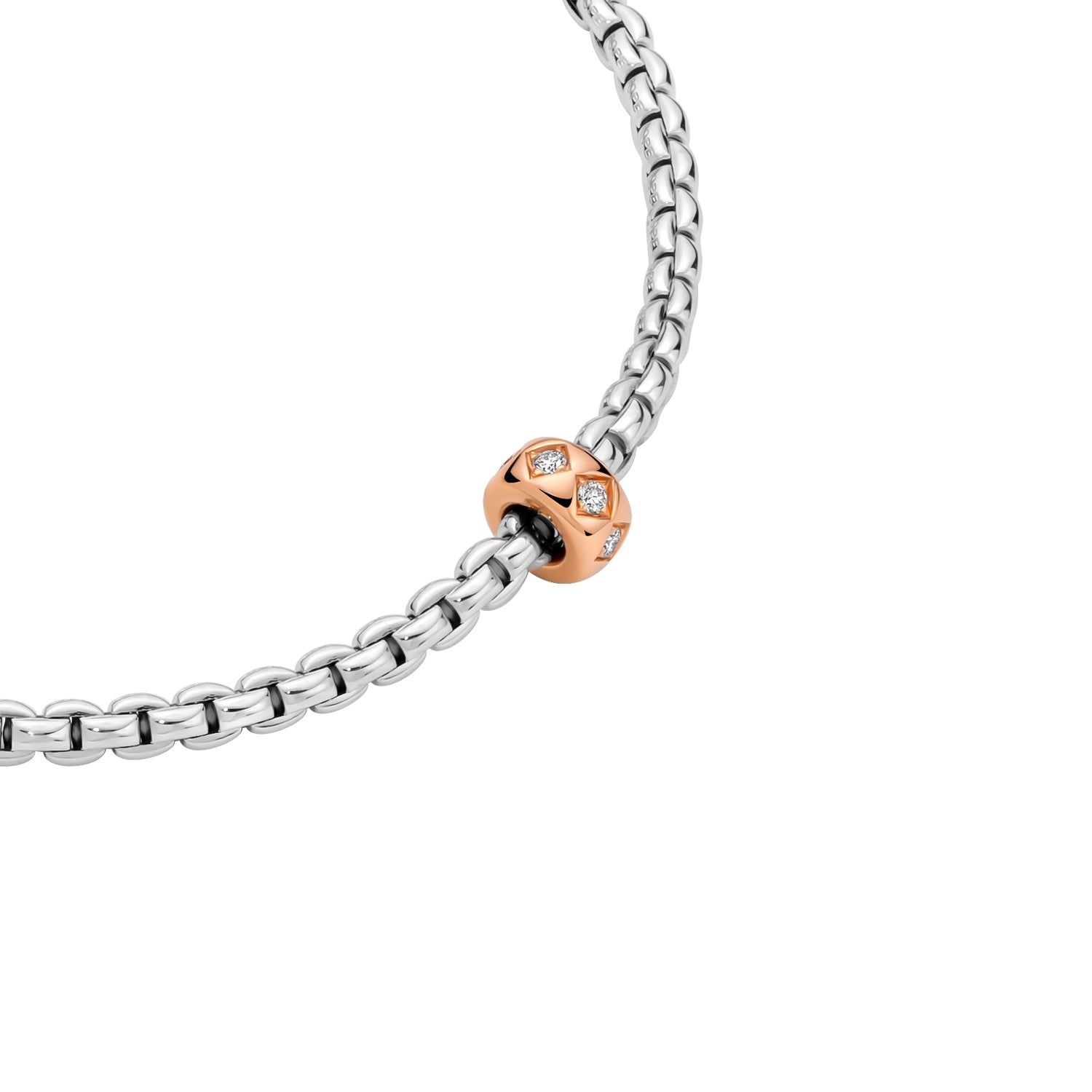 FOPE EKA 18K White & Rose Gold Necklace with Rhombus-Set Diamonds - 0.12 carats - Jackson Hole Jewelry Company