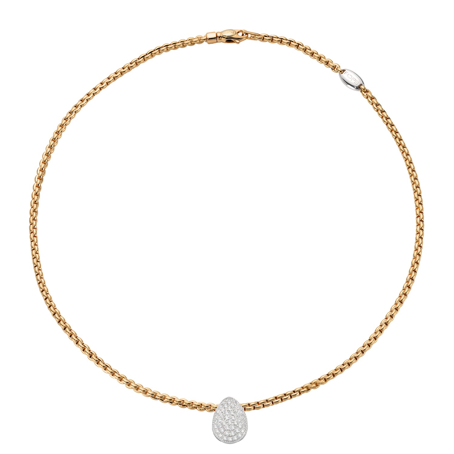 FOPE EKA 18K Gold Flex'it Necklace with White Diamond Pavé Charm - 0.63 carats - Jackson Hole Jewelry Company