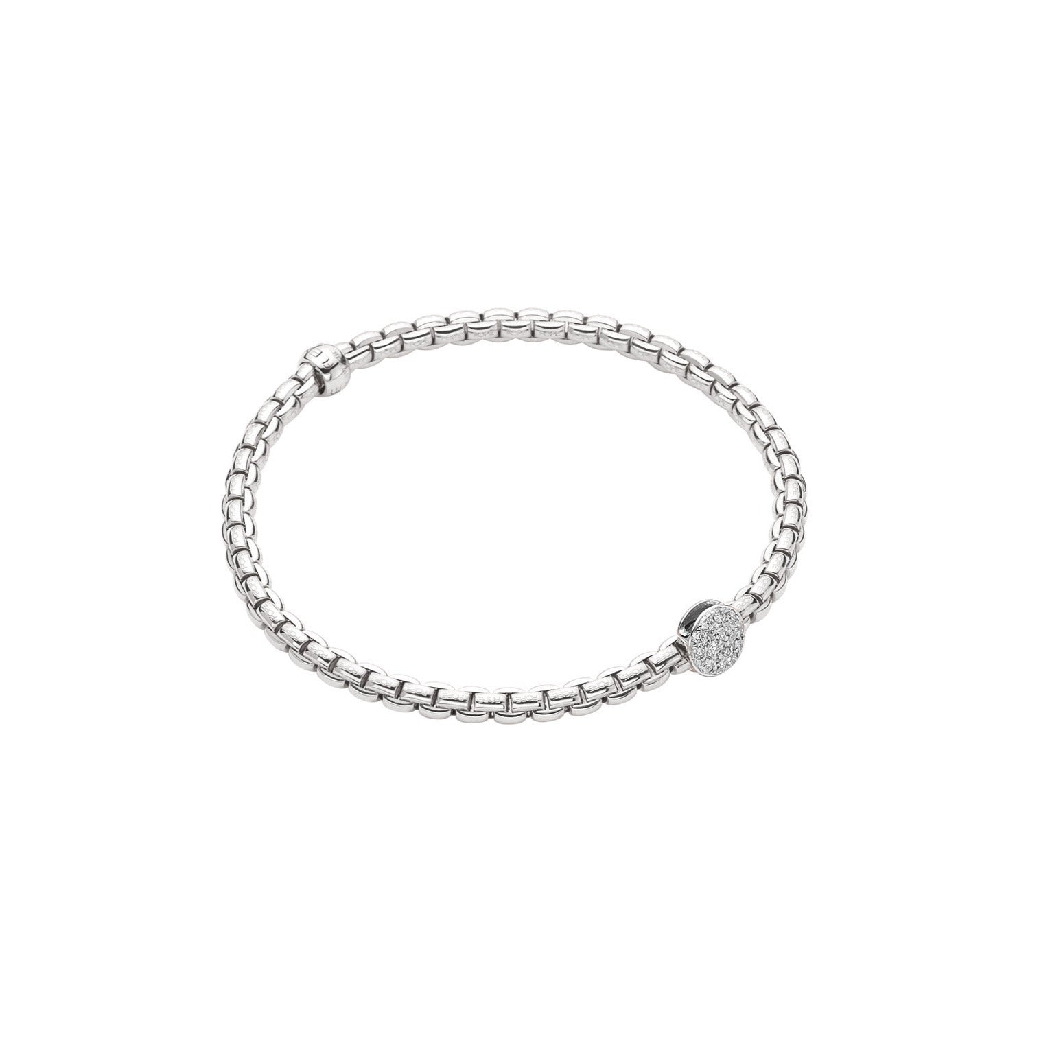 FOPE EKA 18K Gold Flex’it Bracelet with White Diamond Pavé Charm - 0.22 carats - Jackson Hole Jewelry Company