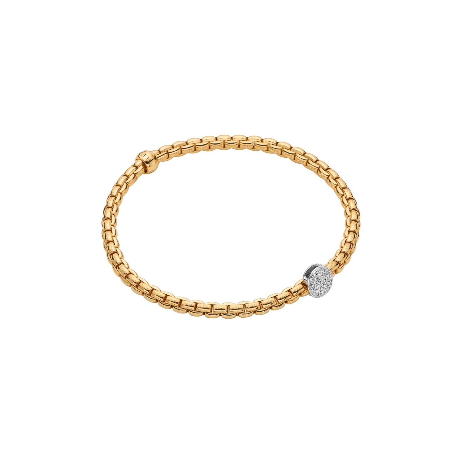 FOPE EKA 18K Gold Flex’it Bracelet with White Diamond Pavé Charm - 0.22 carats - Jackson Hole Jewelry Company