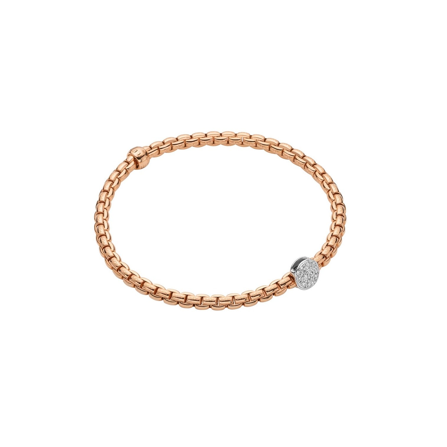 FOPE EKA 18K Gold Flex’it Bracelet with White Diamond Pavé Charm - 0.22 carats - Jackson Hole Jewelry Company