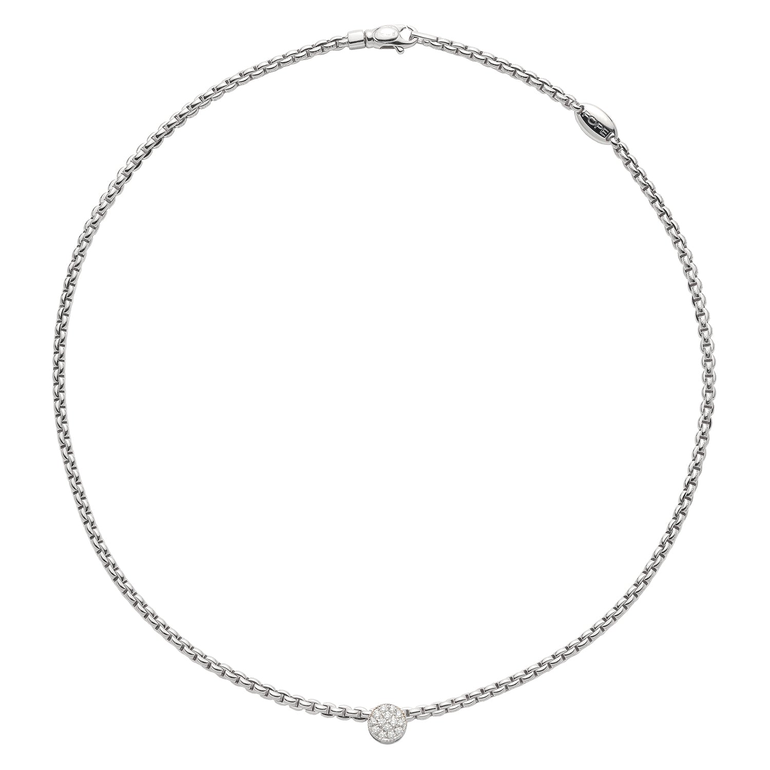 FOPE EKA 18K Gold Flex'it Necklace with White Diamond Pavé Charm - 0.22 carats - Jackson Hole Jewelry Company