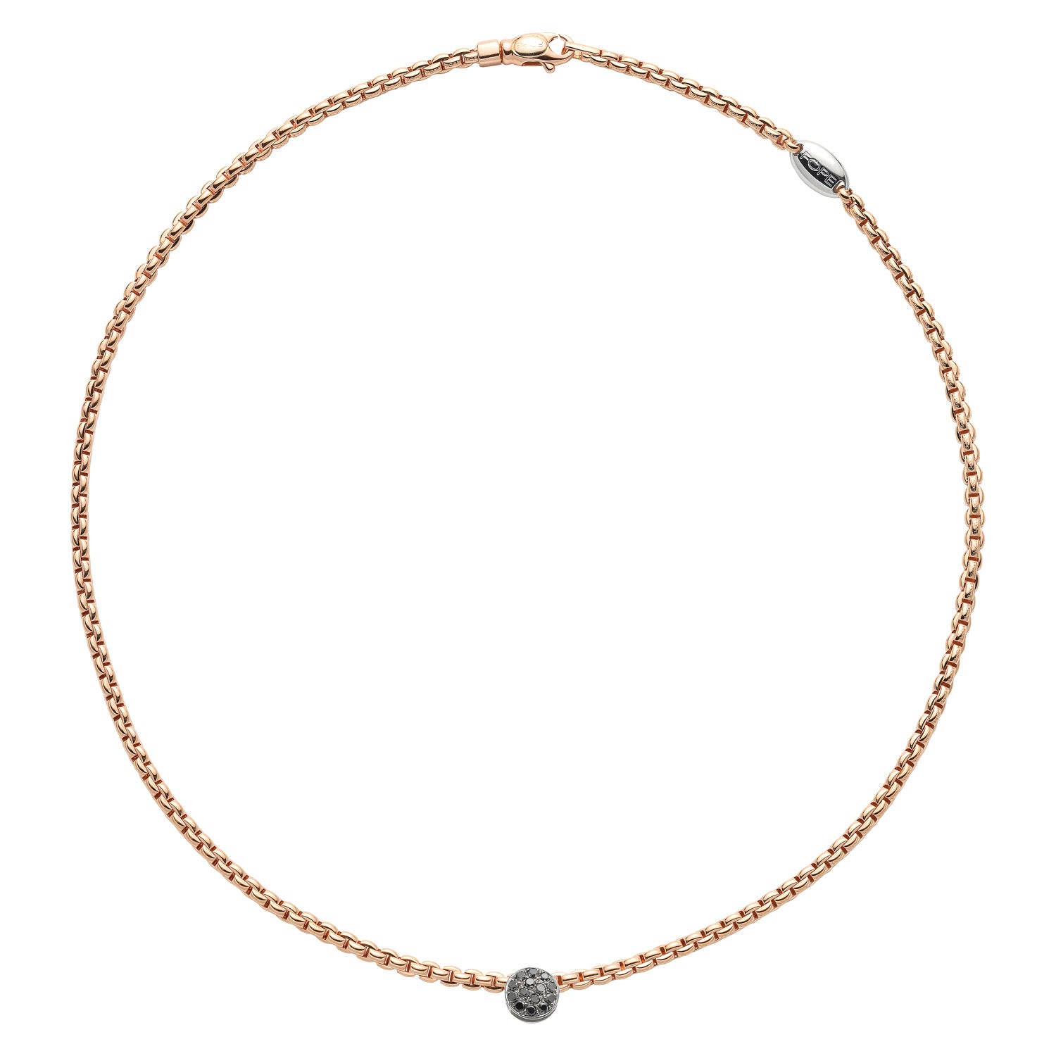 FOPE EKA 18K Gold Necklace with Black Diamond Pavé Charm - 0.25 carats - Jackson Hole Jewelry Company