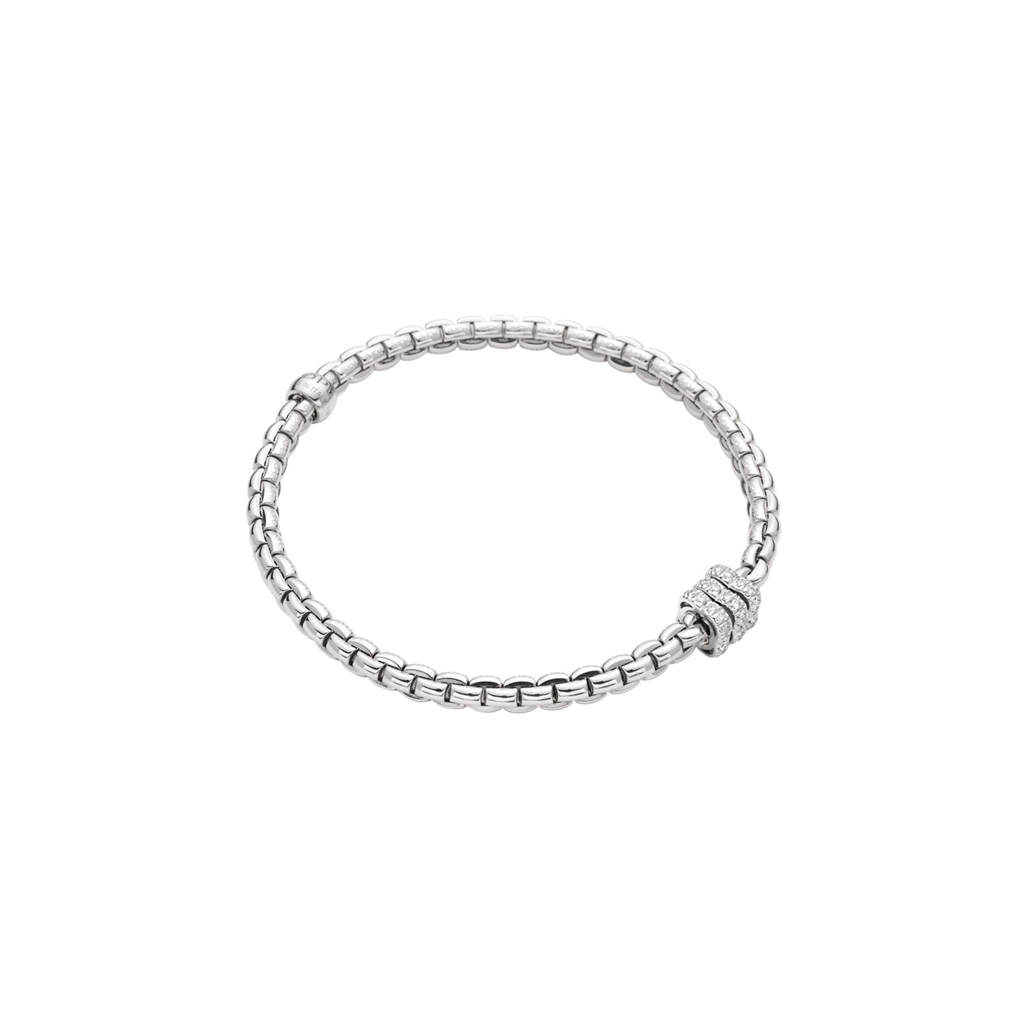 FOPE EKA TINY FLEX'IT ブレスレット ホワイトゴールド FOPE EKA 18K Gold Flex'it Bracelet with White Diamond Pavé Rondels