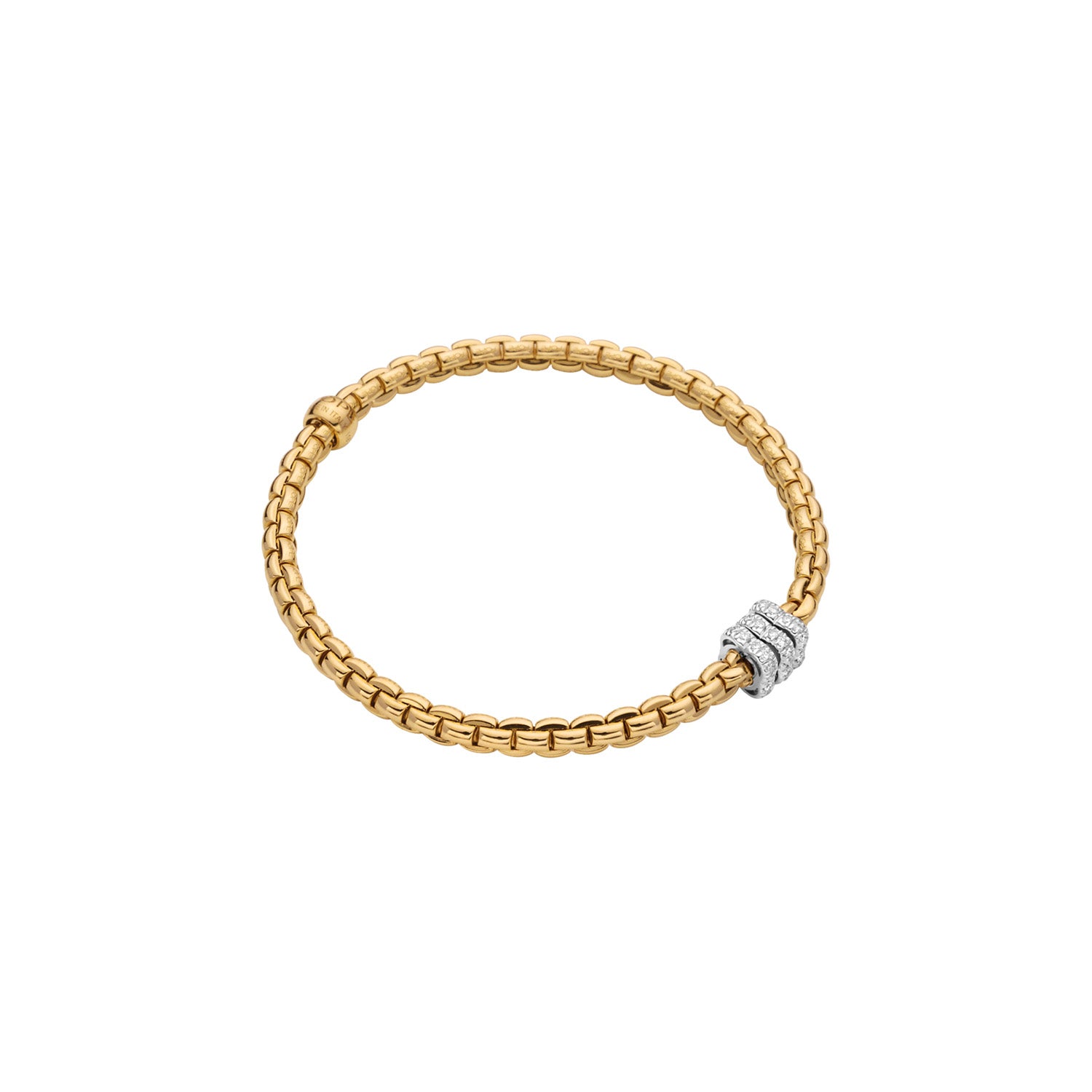 FOPE EKA TINY K18ブレスレット FOPE EKA 18K Gold Flex'it Bracelet with White Diamond Pavé Rondels