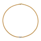 FOPE PRIMA 18K Gold Necklace with White Gold Rondels and White Diamonds - 0.20 carats - Jackson Hole Jewelry Company