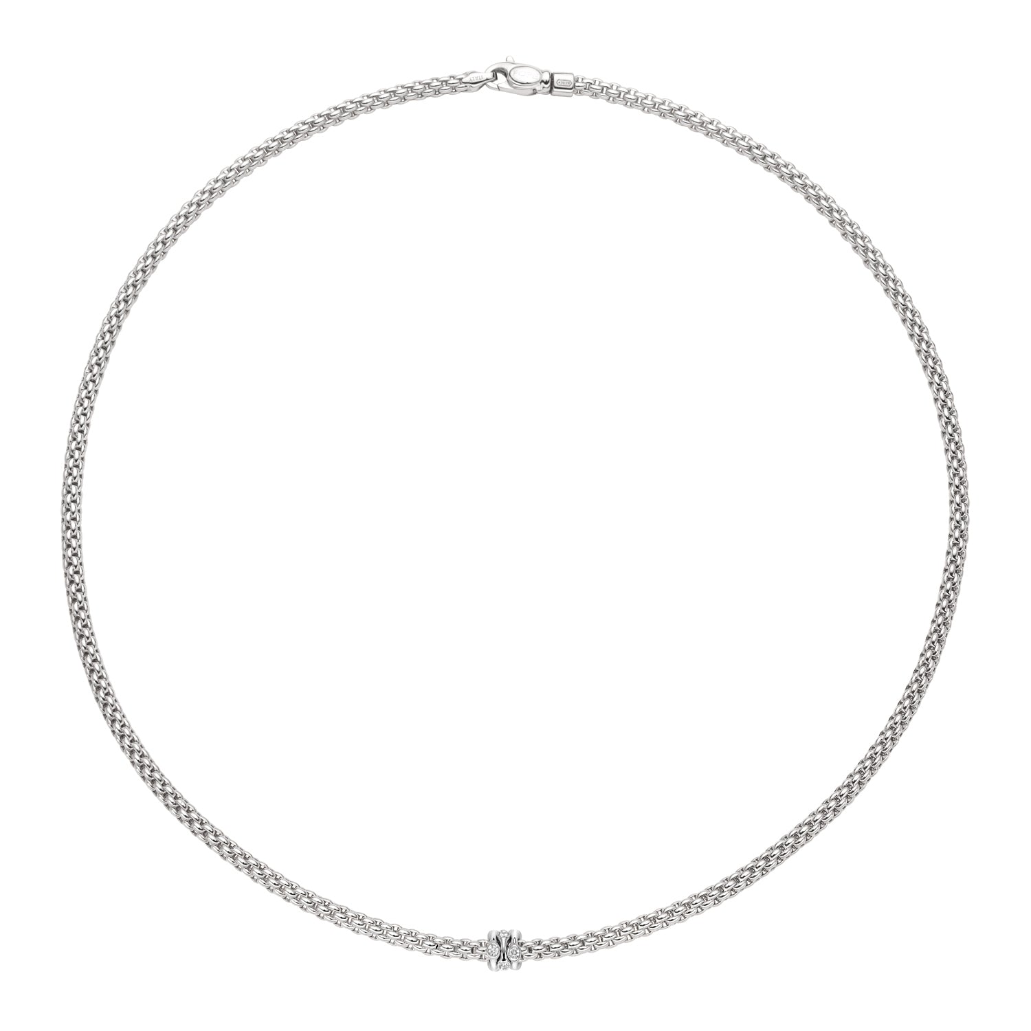 FOPE PRIMA 18K Gold Flex'it Necklace with White Gold Rondels and White Diamonds - 0.12 carats - Jackson Hole Jewelry Company