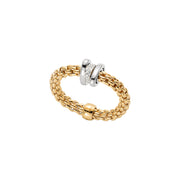 FOPE PRIMA 18K Gold Flex'it Ring with Gold & White Diamond Set Rondels - 0.10 carats