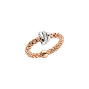 FOPE PRIMA 18K Gold Flex'it Ring with Gold & White Diamond Set Rondels - 0.10 carats