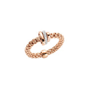 FOPE PRIMA 18K Gold Flex'it Ring with Gold & White Diamond Set Rondels - 0.10 carats