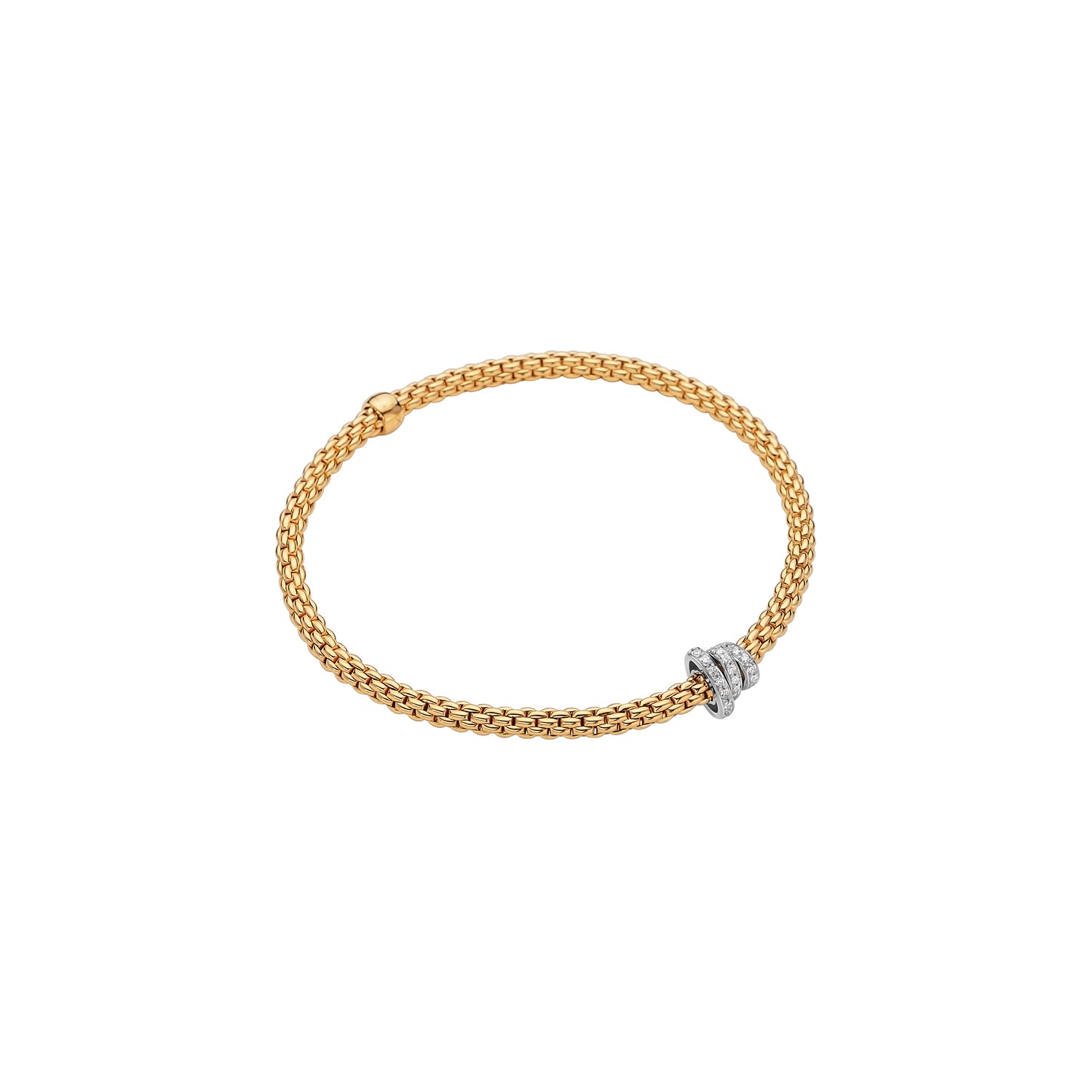 FOPE PRIMA 18K Gold Flex'it Bracelet with White Diamond Rondels