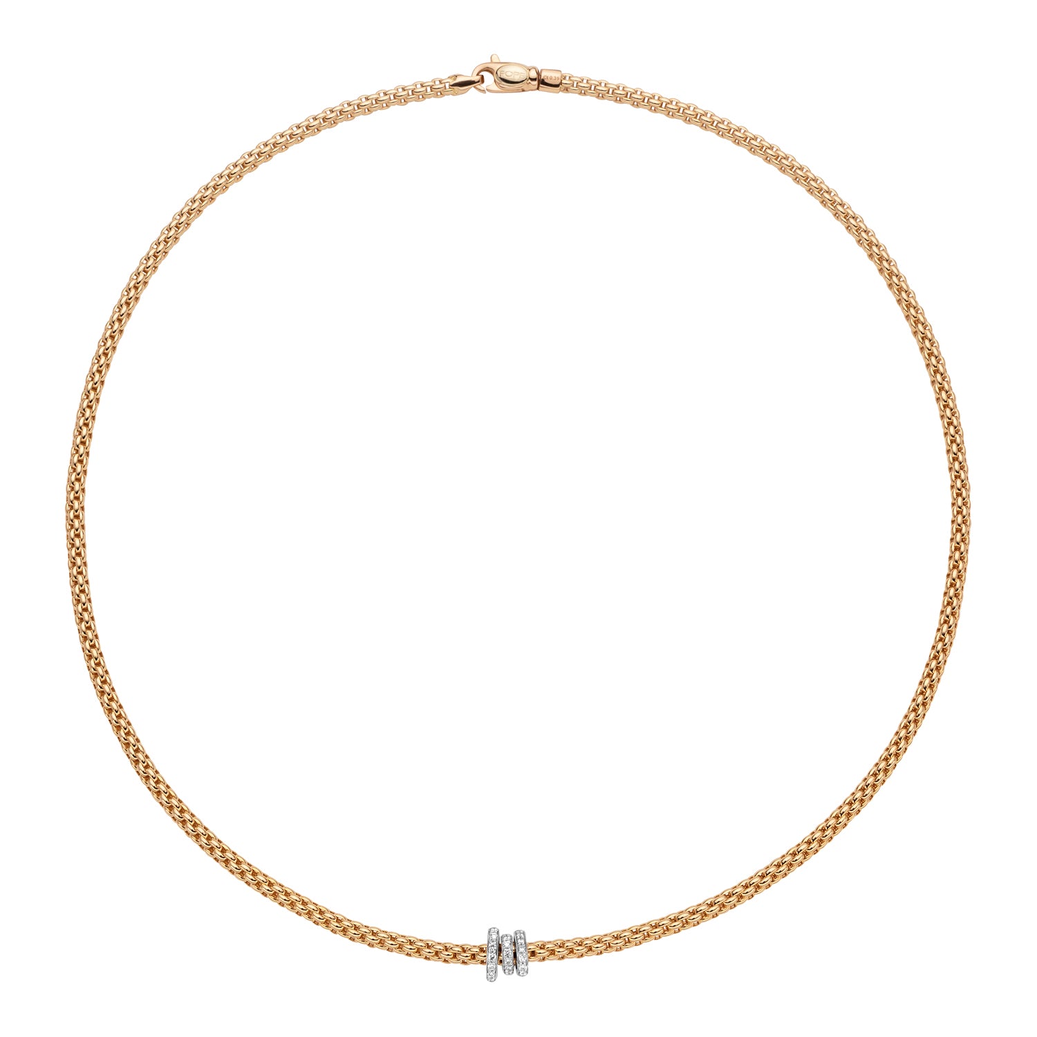 FOPE PRIMA 18K Gold Necklace with White Diamond Rondels - 0.31 carats - Jackson Hole Jewelry Company