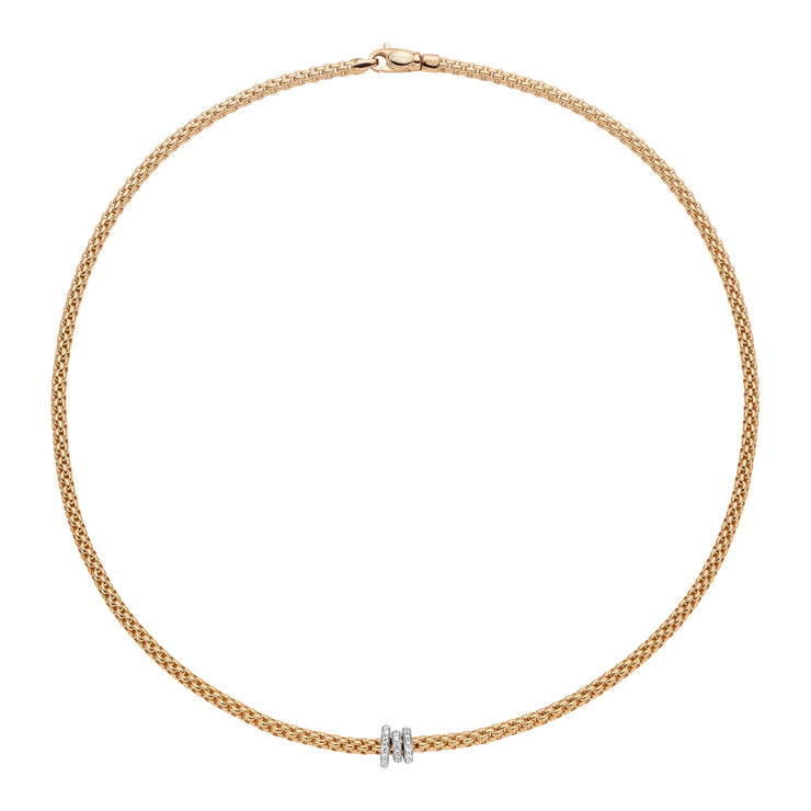 FOPE PRIMA 18K Gold Necklace with White Diamond Rondels - 0.31 carats