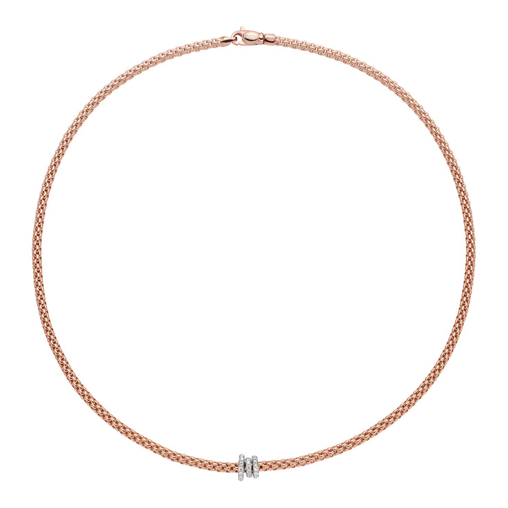 FOPE PRIMA 18K Gold Necklace with White Diamond Rondels - 0.31 carats