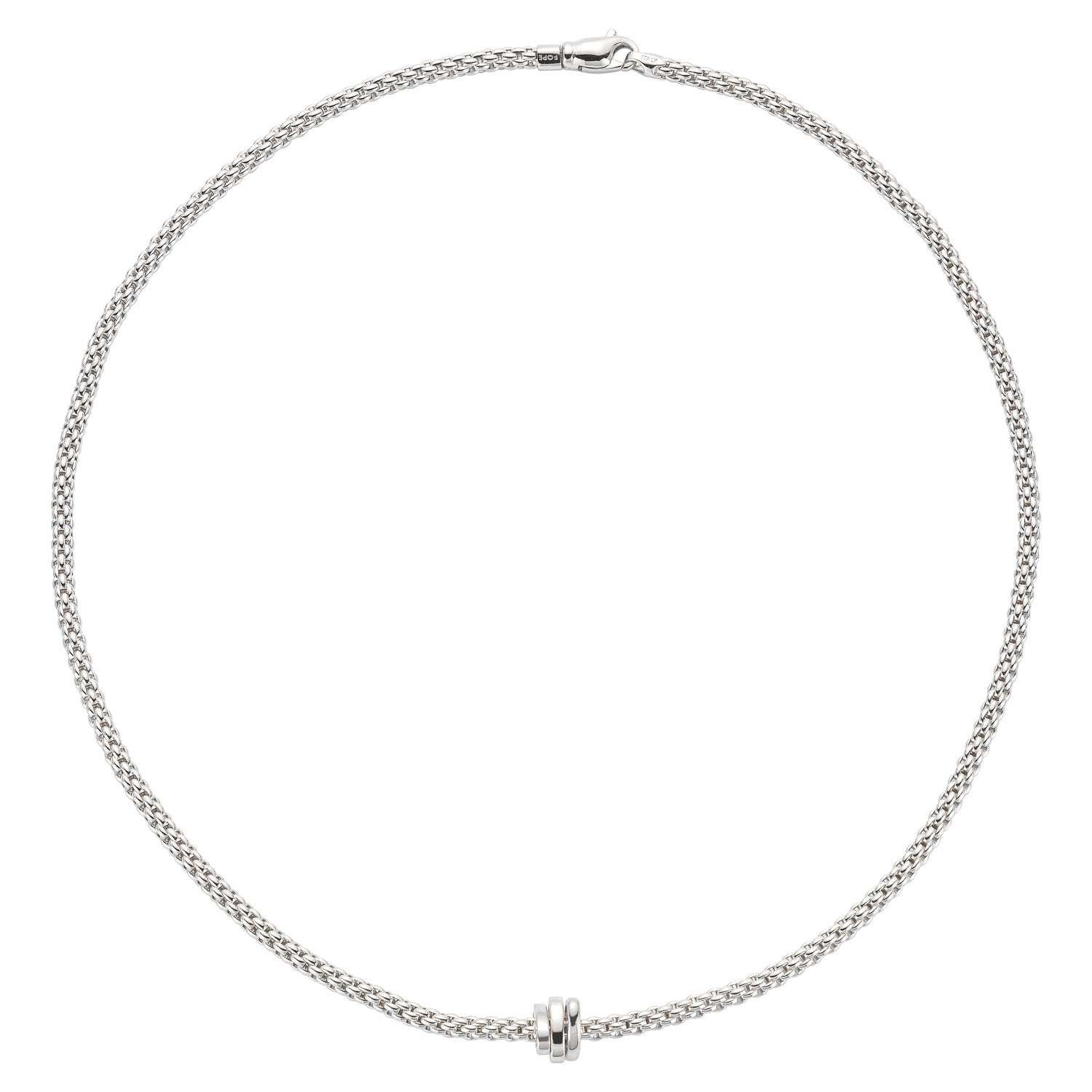 FOPE PRIMA 18K White Gold Necklace with White Gold Set Rondels - Jackson Hole Jewelry Company