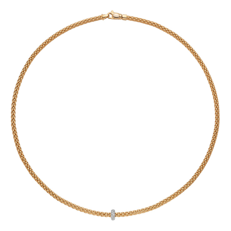 FOPE PRIMA 18K Gold Necklace with White Diamond Rondel - 0.18 carats