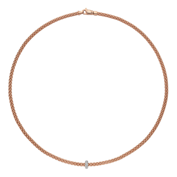 FOPE PRIMA 18K Gold Necklace with White Diamond Rondel - 0.18 carats