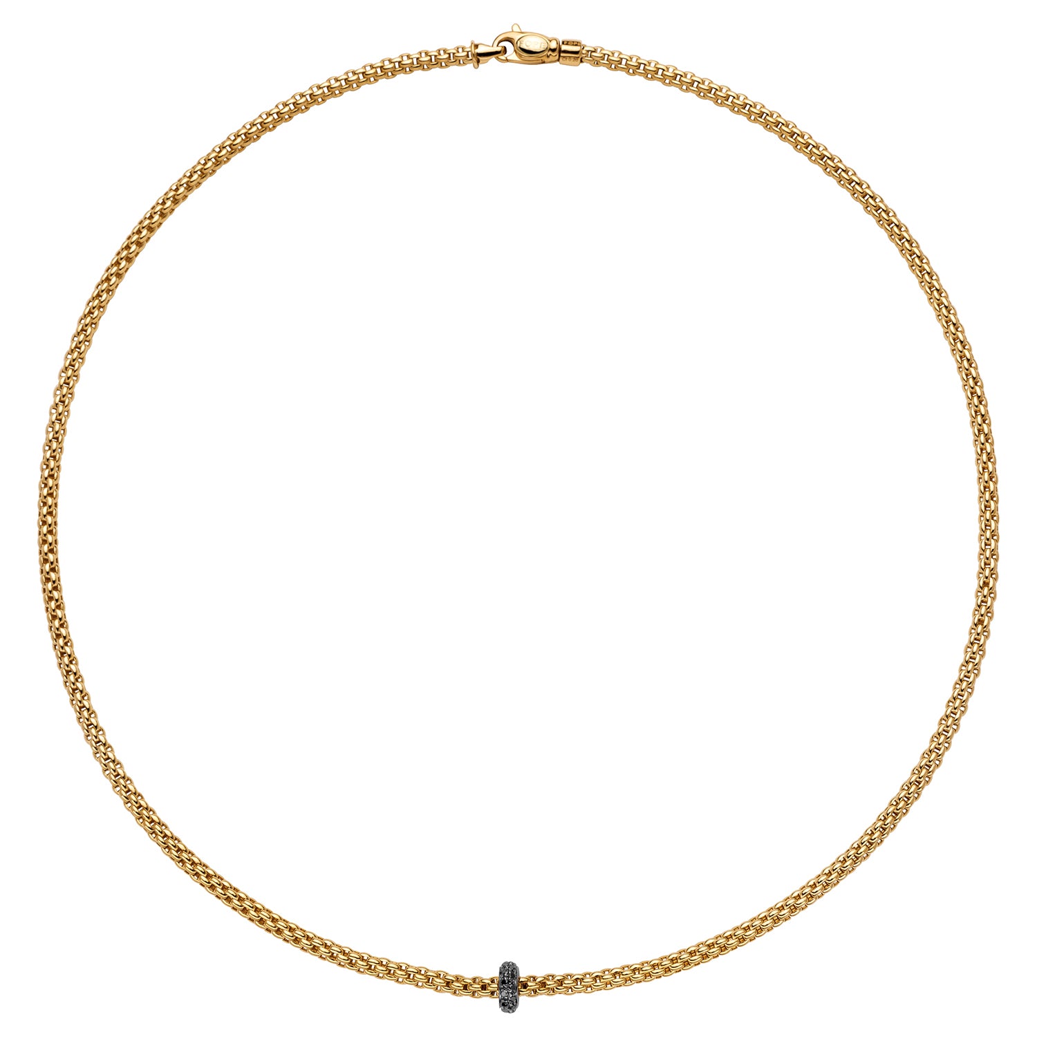 FOPE PRIMA 18K Gold Necklace with Black Diamond Rondel - 0.20 carats - Jackson Hole Jewelry Company