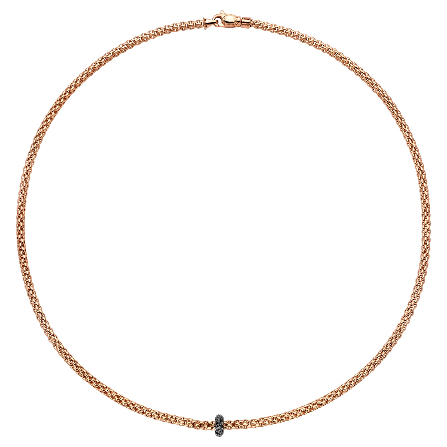 FOPE PRIMA 18K Gold Necklace with Black Diamond Rondel - 0.20 carats - Jackson Hole Jewelry Company