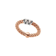FOPE PRIMA 18K Gold Flex'it Ring with Black Diamonds - 0.09 carats