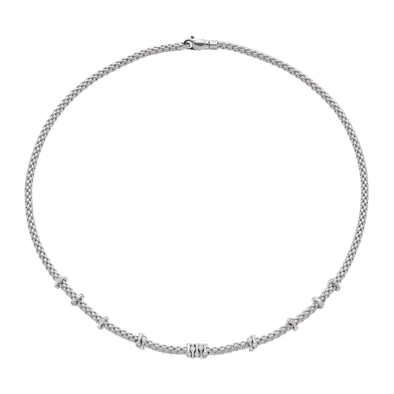 FOPE PRIMA 18K Gold Multi-Charm Necklace with White Diamonds - 0.61 carats - Jackson Hole Jewelry Company