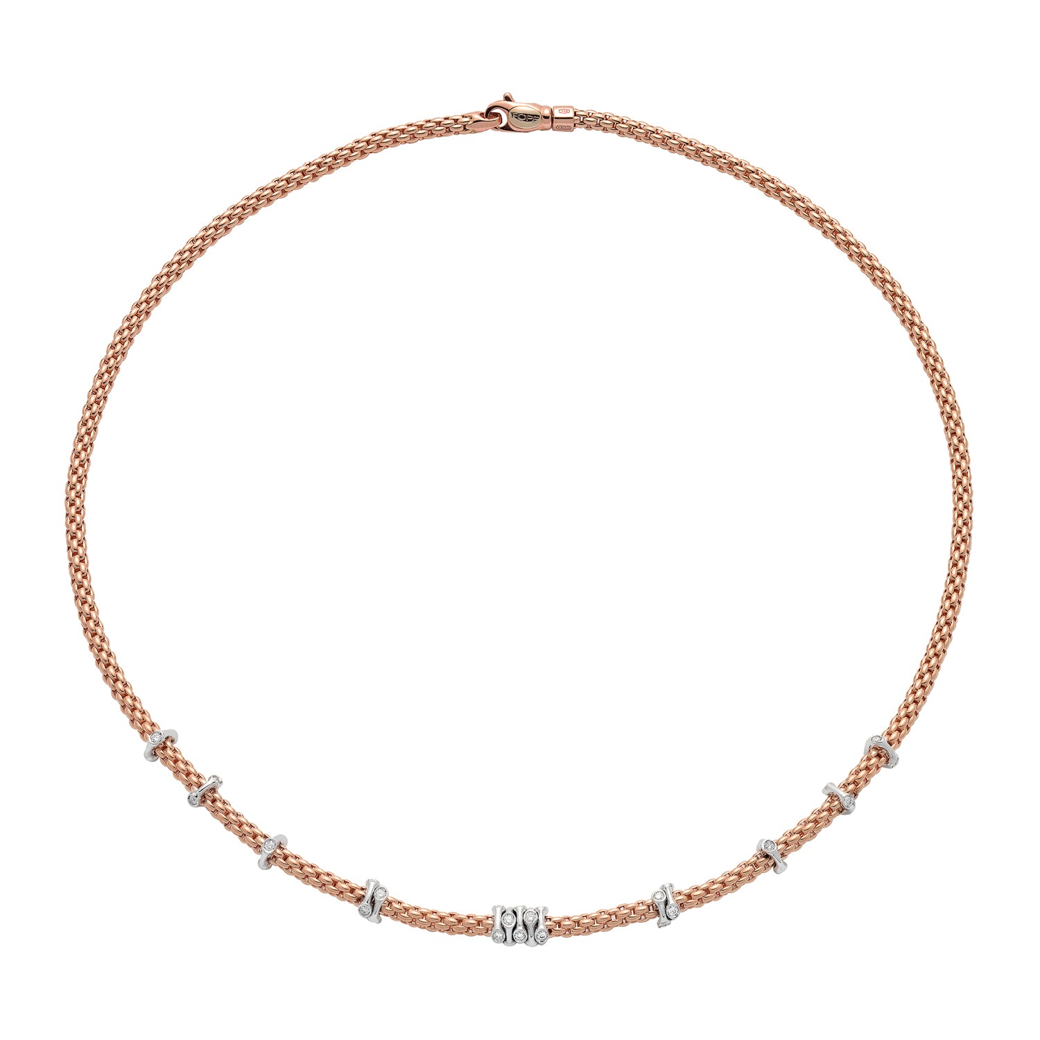 FOPE PRIMA 18K Gold Multi-Charm Necklace with White Diamonds - 0.61 carats - Jackson Hole Jewelry Company