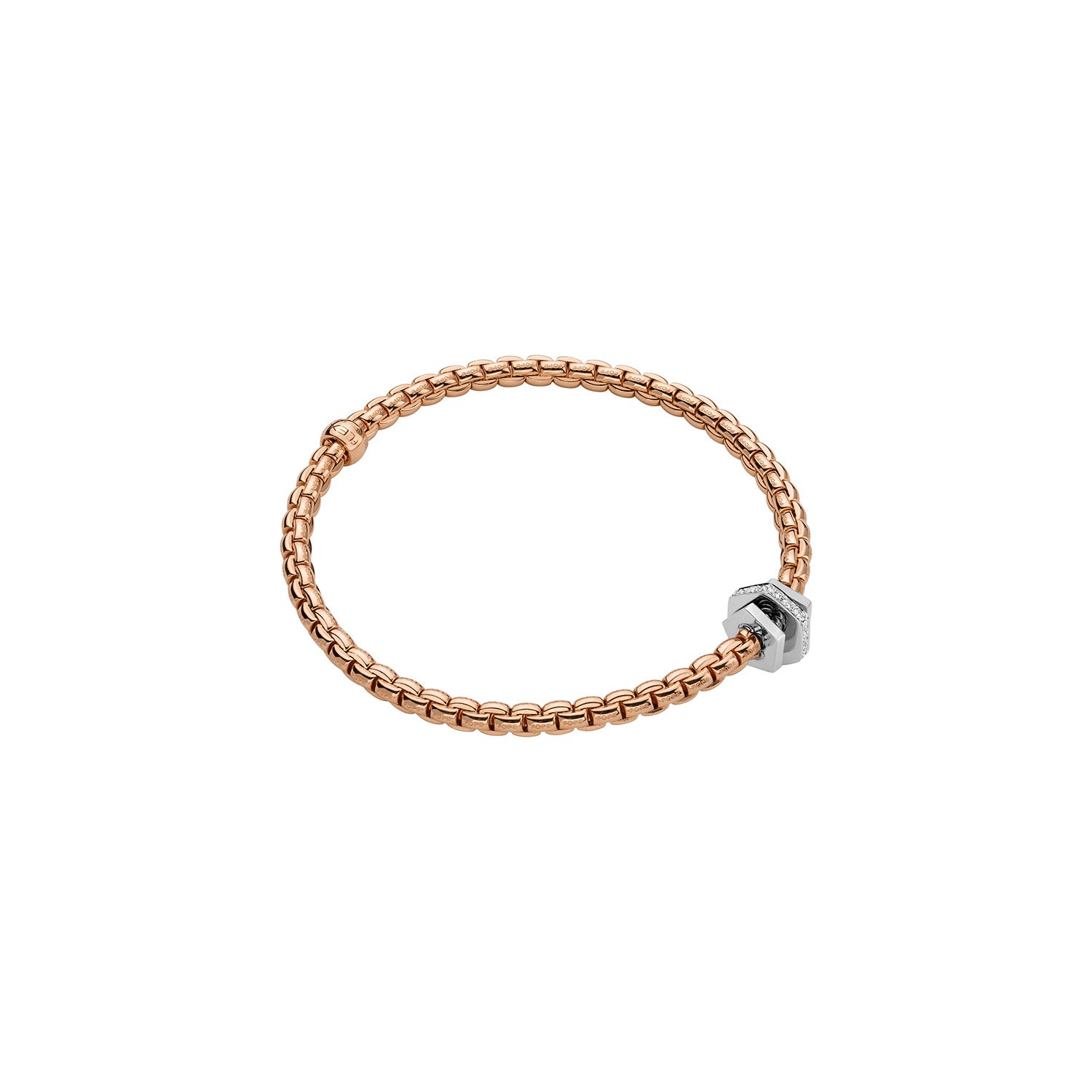 FOPE EKA 18K Gold Flex’it Bracelet With Geometric White Diamond Set Rondels - 0.15 carats - Jackson Hole Jewelry Company