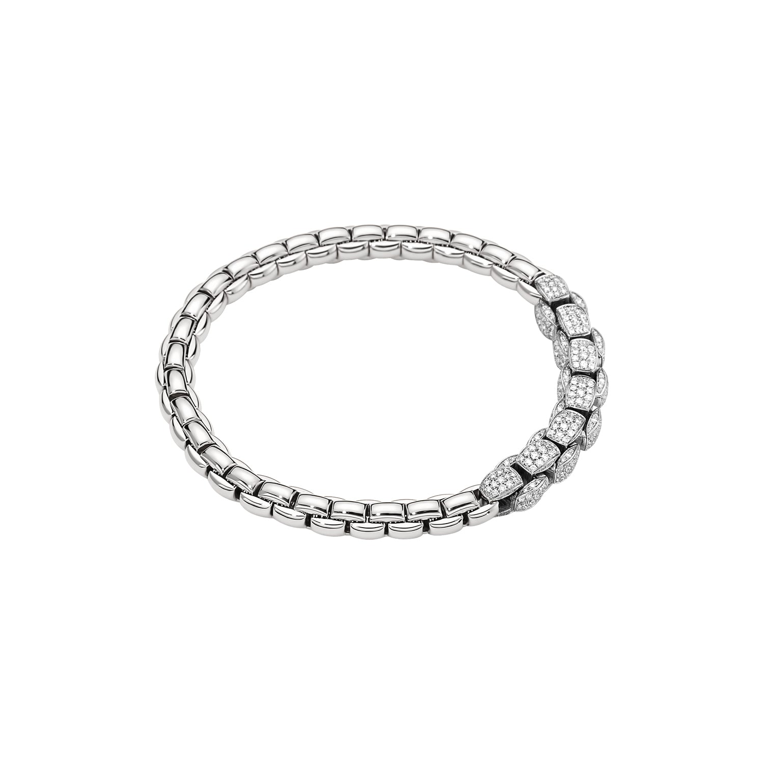 FOPE EKA 18K Gold Flex’it Bracelet with White Diamond Pavé - 2.51 carats - Jackson Hole Jewelry Company